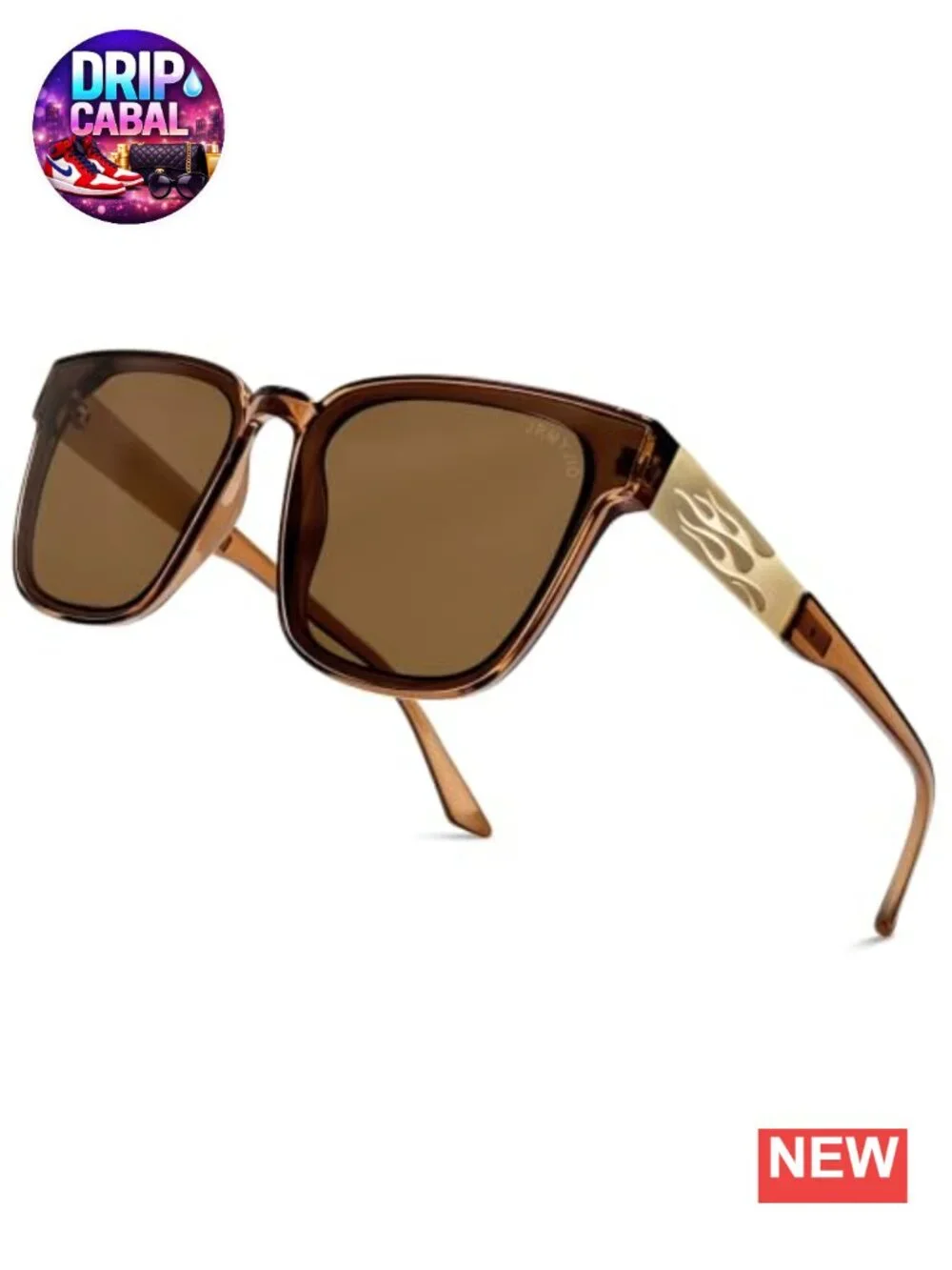 Polarized Square Sunglasses UV400 TR90 Nylon Flame Detail Driving